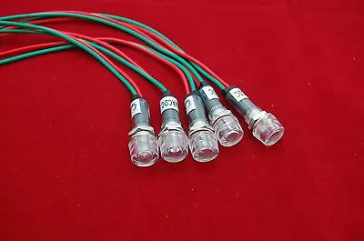 5Pcs 120V AC 10mm White Mini LED Pilot Lights CYLINDRICAL Cap With Wire • $2.86