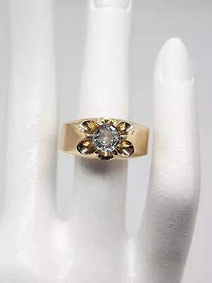 Antique Victorian 1890 Certified NO HEAT Blue Sapphire 10k Yellow Gold Mens Ring • $750