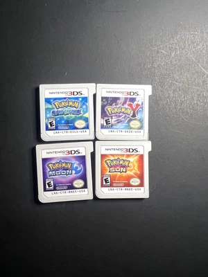 $78 • Buy Pokemon Y + Alpha Sapphire + Moon + Sun Nintendo 3DS 4 Game Bundle Lot