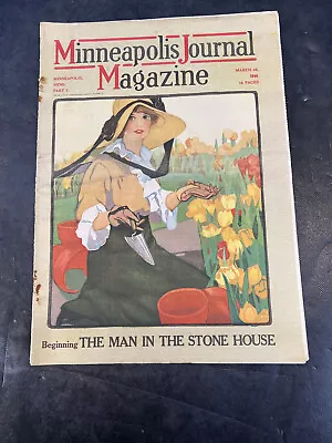 1916 Sunday Magazine Minneapolis Journal Woman In Flower Garden • $19.95