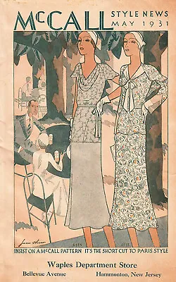 Ebook On CD McCall Fashion News 30 Page Flyer May 1931 Sewing Pattern Catalog • $14.95