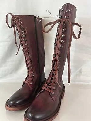 NEW Vintage Foundry Co Sadelle Boots Womens 8.5 Maroon Leather Knee-High  • $89