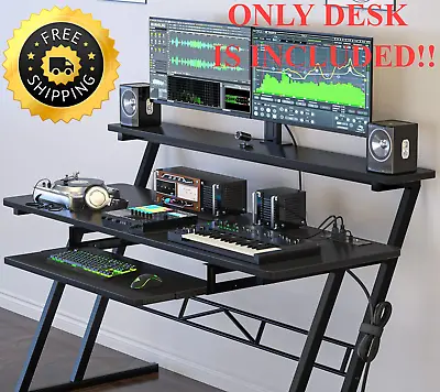 Recording Studio Desk With Power Outlet For Music Producer Workstation DJ Gaming • $299.98