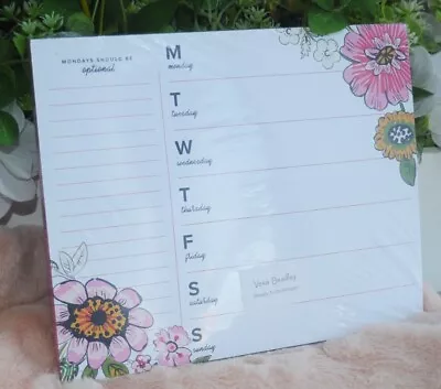 Vera Bradley Weekly To Do Notepad  FLORAL White MIX NEW SEALED • $8.67