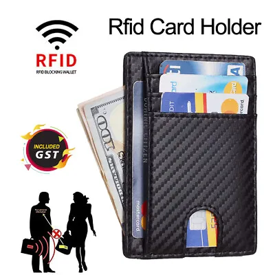 $6.03 • Buy RFID Blocking Purse Flip Leather Wallet Slim Credit Card Holder Mens Money Clip