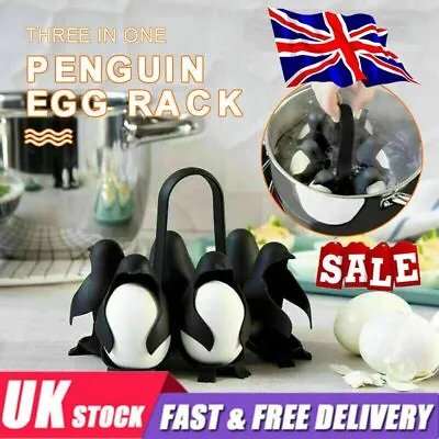 £7.88 • Buy Cute Penguin Shape Boiled Egg Holder Kitchen Refrigerator Eggs Storage Rack OL