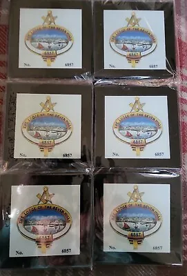 £10 • Buy Masonic Lodge No 6857 Coasters Set 6 Glass The Lodge Of The Seven Hills Torquay 