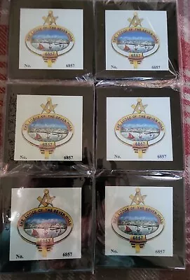 £10 • Buy Masonic Lodge No 6857 Coasters Set 6 Glass The Lodge Of The Seven Hills Torquay 