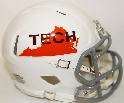 2008 Virginia Tech Hokies White Throwback Custom Riddell Mini Helmet • $65