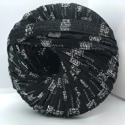 Memento Royale Berlini Glitter Ribbon Yarn #78 Black W/ Silver Metallic 50g 88yd • $9.99