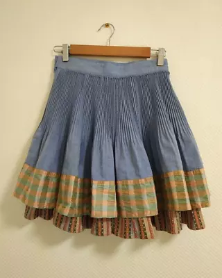 £42.92 • Buy Vintage Christian Lacroix Bazar Blue Contrast Stripe Skirts Mini Skirt Colorful