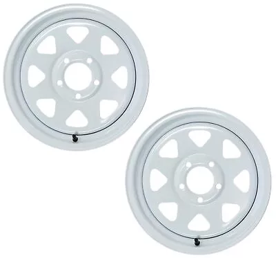 Two Boat Trailer Rims Wheels 14 X 6 In. 14x6 5 Lug Hole Bolt White Spoke Design • $110.97