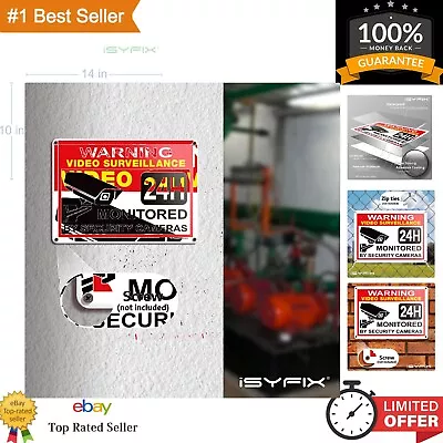 Indoor & Outdoor Video Surveillance Sign - Scratch-Resistant Aluminum 14x10 Inch • $23.99