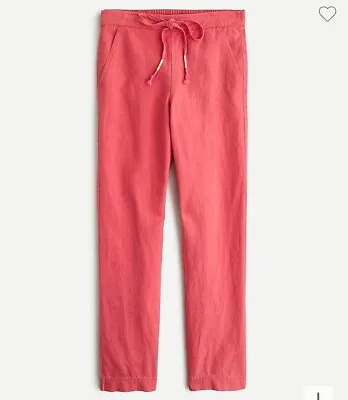 J.CREW Tie-Waist Seaside Linen Blend Pants Size Medium Papaya Coral Pink NWOT • $29.99