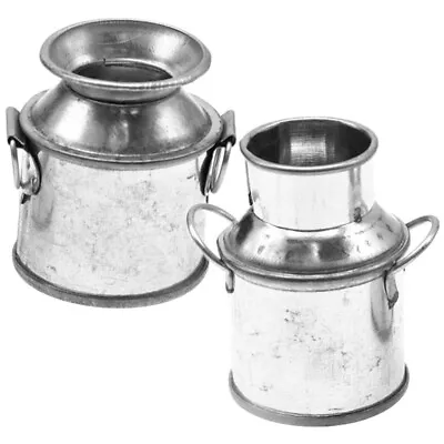 2Pcs Metal Milk Can Galvanized Vase Jug For Home Decor-TB • £8.58