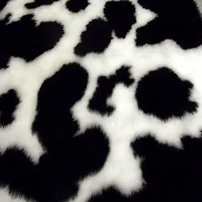 Black & White Cow - Jacquard Fur Fabric - R2 Quality Animal Print • £2.50