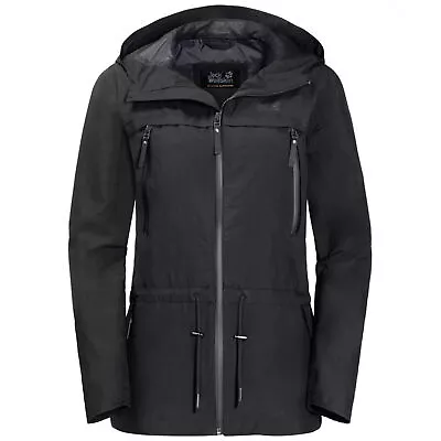 Jack Wolfskin Womens Fairview Jacket Hooded Coat Black 1110291 6000 • £59.99