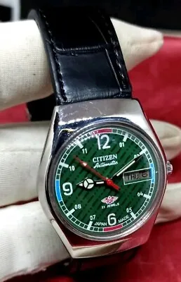 VINTAGE CITIZEN AUTOMATIC GREEN DIAL Day/DATE MEN'S  WRIST WATCH Video • $34