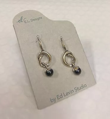 BRAND NEW Ed Levin Designer Black Pearl SS Knotty Earring EA68412BP • $275