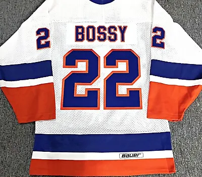 Vintage-men-nwt-s Mike Bossy Ny Islanders White Nhl Bauer Mesh Hockey Jersey • $179.99