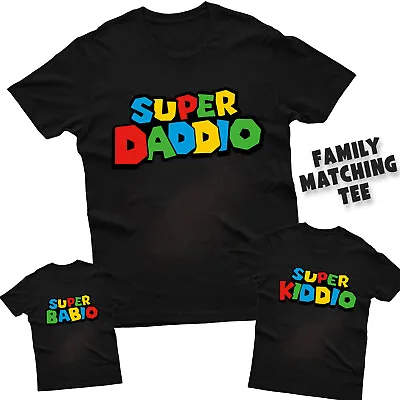 £7.99 • Buy Super Daddio T Shirt Funny Mario Family Matching Fathers Day Mens Kids Tee Gift