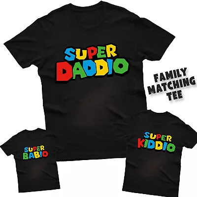 Super Daddio T Shirt Funny Mario Family Matching Fathers Day Mens Kids Tee Gift • £7.99