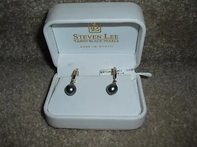 STEVEN LEE 14K Gold TAHITIAN PEARL DANGLE LEAVER BACK Earrings NAHOKU $558 W/BOX • $479.99