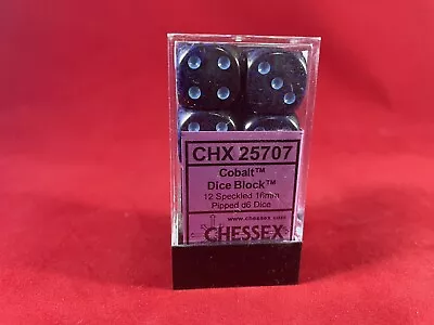 Chessex Speckled Dice D6 16mm Cobalt (12) New 25707 • $7.12