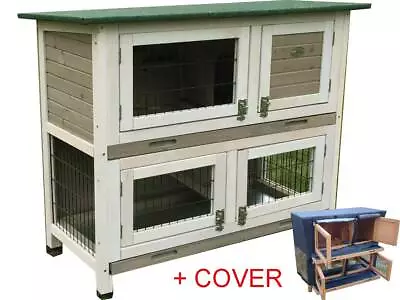 Rabbit Hutch Guinea Pig Hutches Run 2 Tier Double Decker Grey Roger Incl Cover  • £139.99