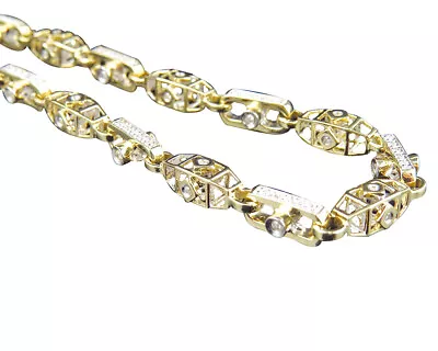 Men's 14k Yellow Gold Plated Bullett Link 6 Mm Simulated  Chain 5 Ct 30 Inch • $1129.18