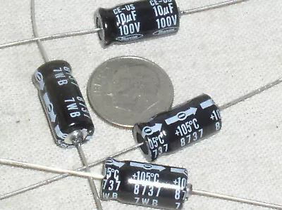 4 New Marcon Ceust2a100 10uf 100v Mfd 100 Volt Axial Electrolytic Capacitor Usa • $2.12