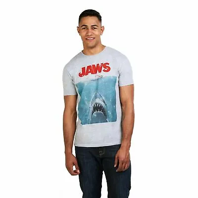 Official Jaws Mens Classic Movie Poster T-Shirt Grey S-XXL • £13.99