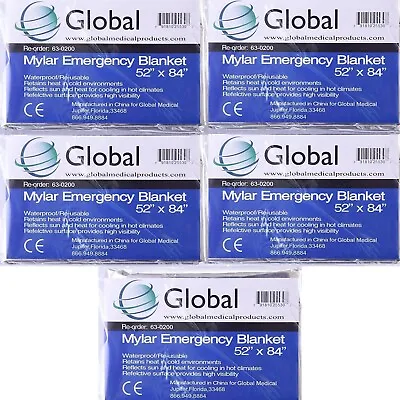 5 Pack Emergency Blankets Thermal Mylar Survival Safety Insulating Heat 54 X 82  • $6.79