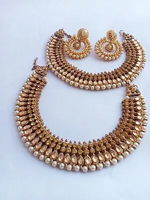 Ethnic Indian Jewelry Eith Gold Plated Earrings Fashion Payal Wedding Anklet • $28.40