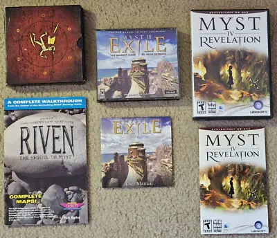 Lot Of 3 PC Games Myst II Riven Myst III Exile Myst IV Revelation Prima's Book • $25