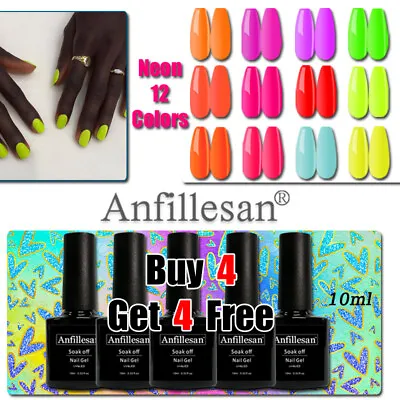 Anfillesan Neon Nail Soak Off UV Fluorescent Nail Art Gel Nail Polish 12Colors • $0.99