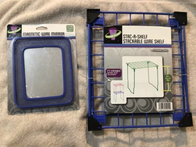 £12.74 • Buy Locker Planet Lot ~ Blue Stac-a-Shelf 10” Wire Shelf  & Blue Magnetic Mirror NEW