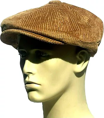 £18.99 • Buy Bakerboy Hat Newsboy Corduroy Gatsby Brown Cord Tweed Flat Cap Baker Boy Mens