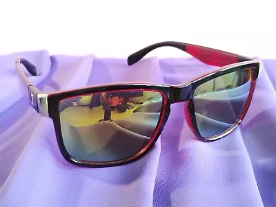 QUIKSILVER Sunglasses. Red Zebra Pattern Frames. Blue/grey Lenses. MADE IN ITALY • £19.95