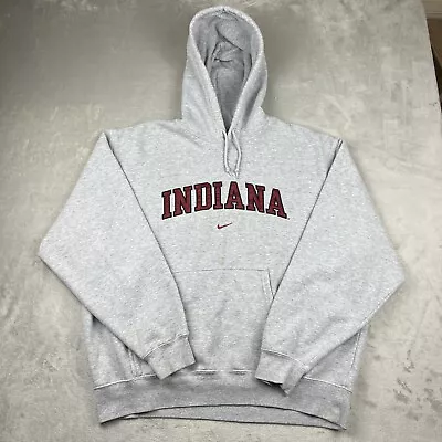 Vintage 90s Indiana Nike Center Swoosh Hoodie Mens Large Gray Embroidered • $54.99