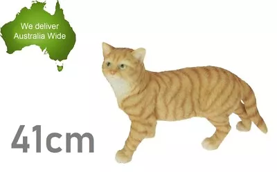 41cm Standing Tabby Cat Kitten Ginger Garden Ornament Figurine Statue Sculpture • $79.99