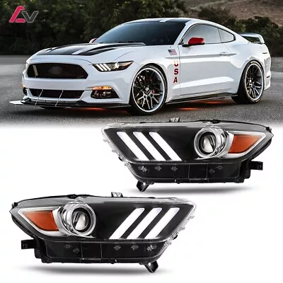 LED Headlights For 2015 16 2017 Ford Mustang/GT350 HID/Xenon Projector DRL Lamps • $219.99