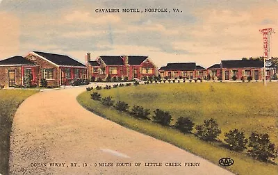 Norfolk VA Virginia Beach Ocean Hwy Cavalier Motel Hotel Vtg Postcard C20 • $12.95