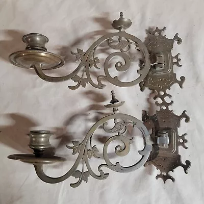 Vintage Solid Brass Pair Of Candelabras - Wall Mount - Candle Holders - Sconce • $49.99