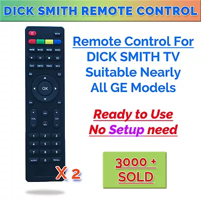 2 X New Dick Smith Led Lcd Tv Remote Control Dse Multiple Model Ge Numbers • $22.95