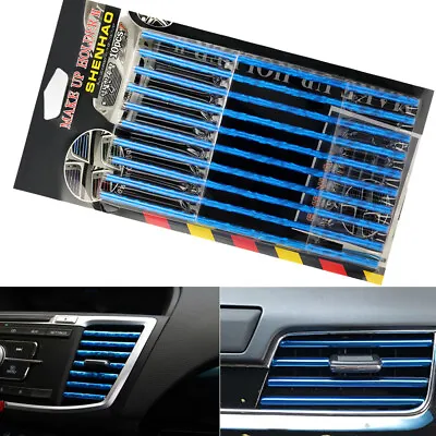 £2.76 • Buy Car Auto Accessories Air Conditioner Air Outlet Decoration Strip Cover Blue 10pc