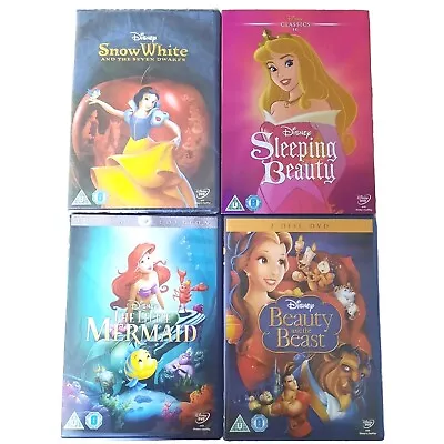 4 Classic Disney Princess DVDs Snow White Sleeping Beauty B&TB Little Mermaid • £5.95