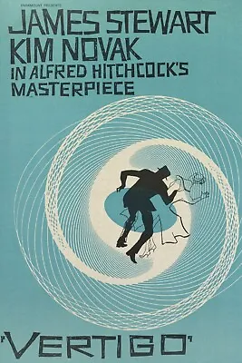 1958 Vertigo Movie Poster 11X17 Alfred Hitchcock James Stuart Kim Novak 🍿 • $12.93