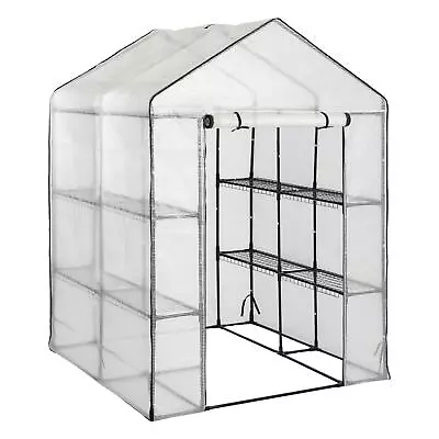 1x White 5ft X 7ft 4 Tier Walk-In Plastic Greenhouse Plant Grow House With Cover • £60