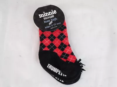 Trumpette Minnie Mouse 1 Pair Baby Knee High Socks 0-12MO Red Argyle • $4.92